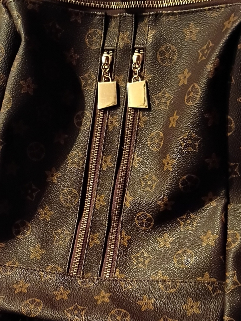 Men's Dark Brown Monogram Backpack with Gold Hardware